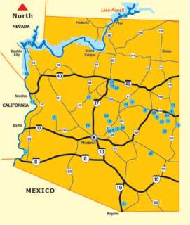 Map of Arizona's lakes and waterways