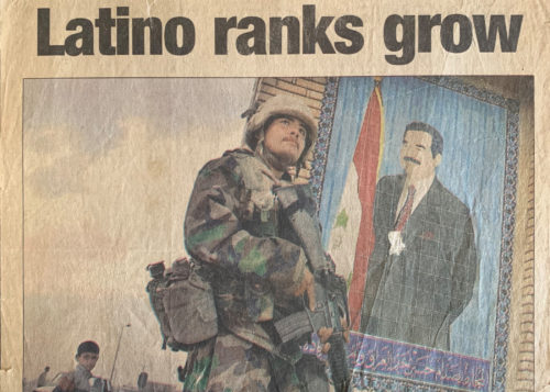 Newspaper clip of Beto Ureña during the Iraq War that his mom proudly keeps among her prized possessions. Original photograph taken by the Associated Press. (Photo by Alberto Quiroz)