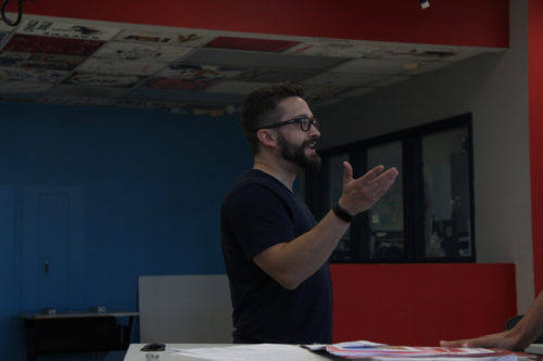 James Bourland opens his class with a brief to-do list of assignments students need to complete for the day. (Photo by Nicholas Trujillo).