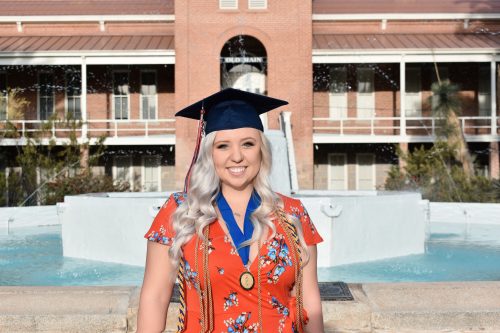 I had to borrow a friend’s cap because I didn’t buy my regalia before the pandemic. (Photo courtesy of Noëlle Van Lerberghe).