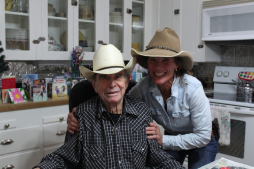 Peterson with longtime rancher and friend Sonny McCuistion. She tends his ranch as well as her own. (Photo by Briannon Wilfong/El Inde).