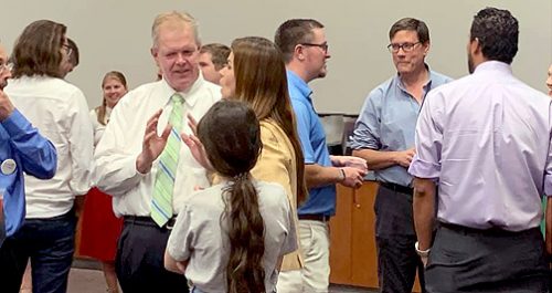 Ackerley participates in a “speed dating”-style forum in Tucson. (Photo courtesy of Ackerley for Mayor).